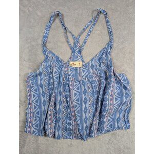 Hollister Babydoll Tank Top Womens Size Medium Blue Preppy Y2k Cropped Festival